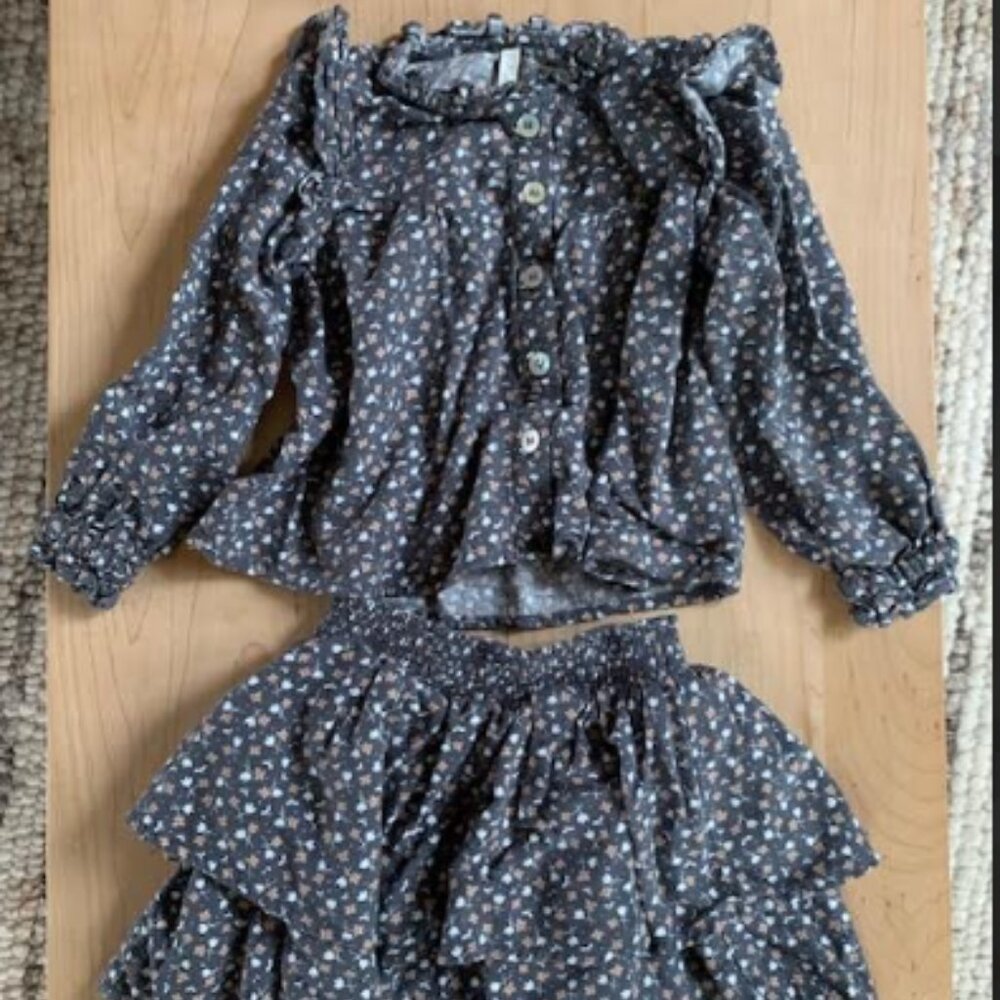 Rylee + Cru Matching Blouse and Skirt set, size 2-3 yr